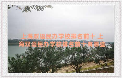 上海双语民办学校排名前十 上海双语民办学校排名前十有哪些